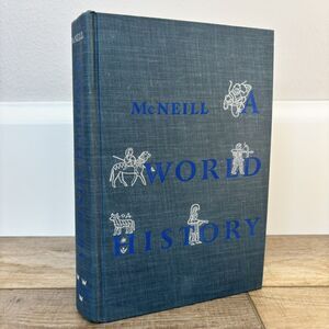 A World History 1967 Vintage Coffee Table Book McNeill Home Office Decor Blue
